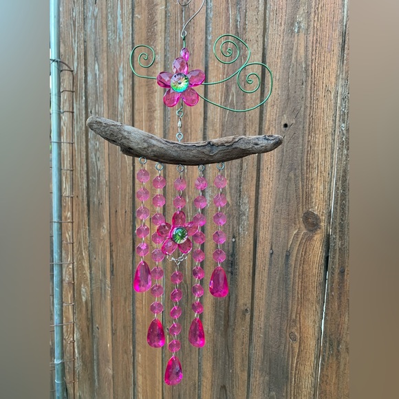 Barbie Movie 2023 Style Pink Sun Catcher Handmade Driftwood & Recyclables - Picture 3 of 13